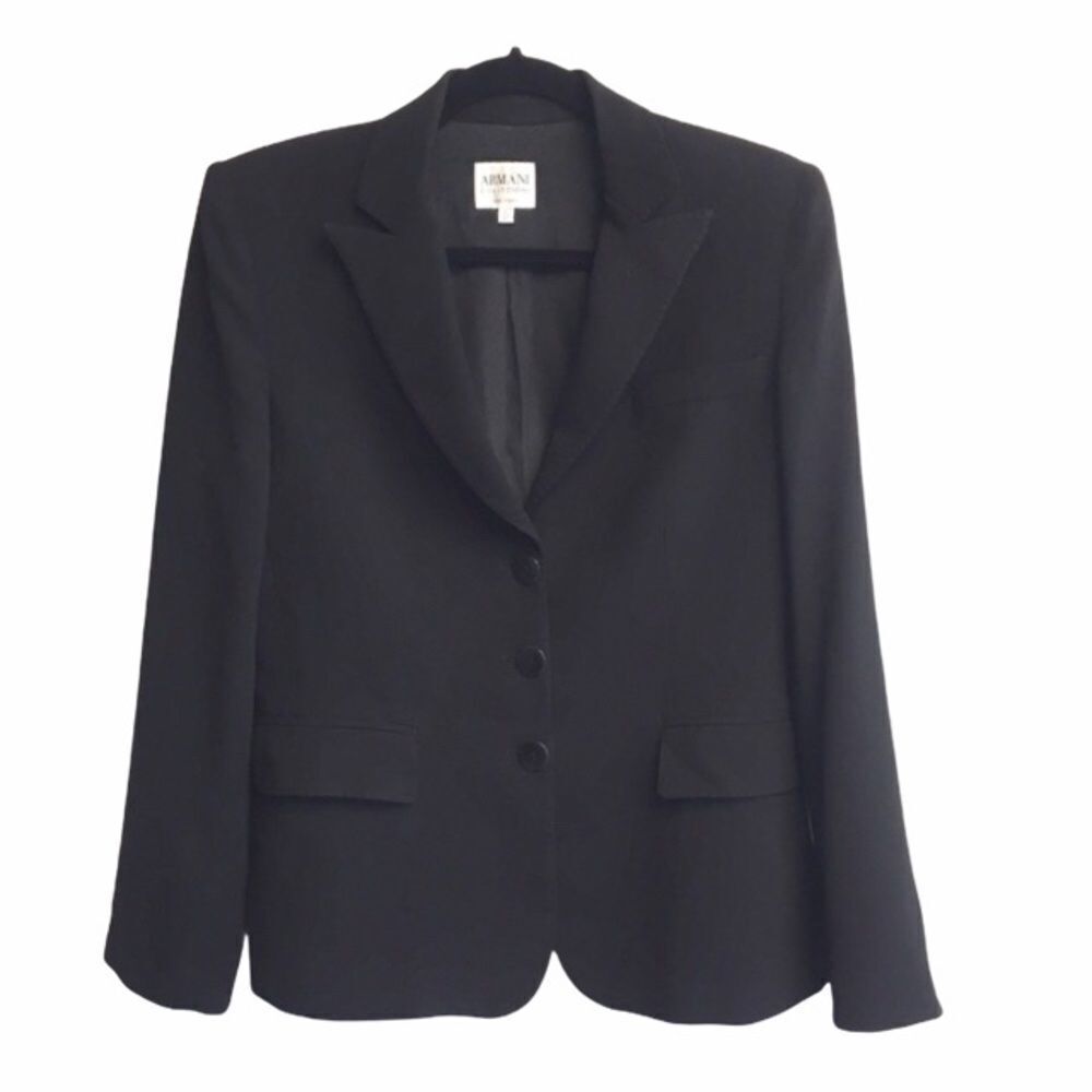 GIORGIO ARMANI COLLEZIONI Button Front Blazer Black 4